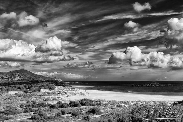 Southern Sardinia beaches in winter taken in Black and White