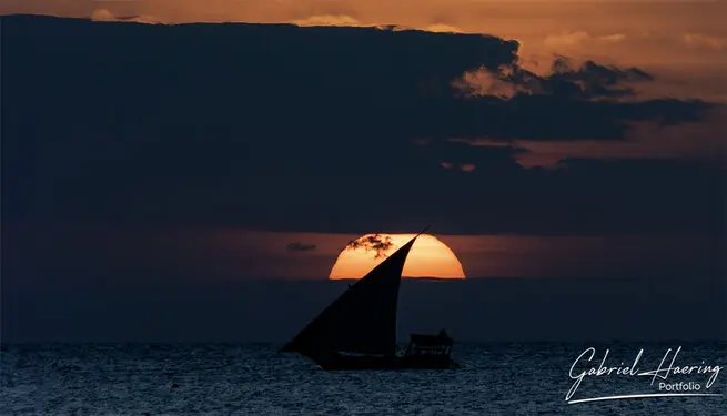 Traditional dhows sailing the waters of Zanzibar